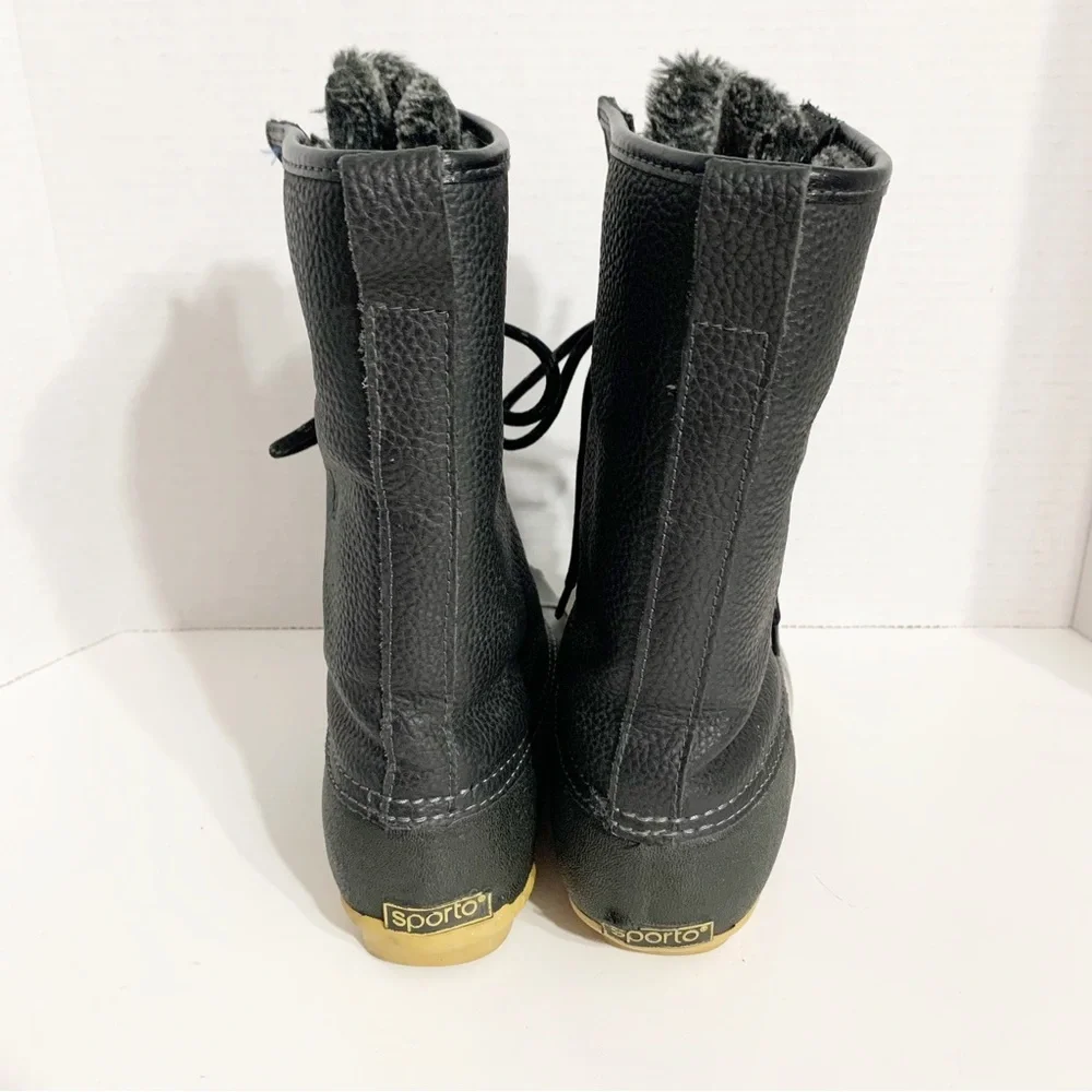 Sporto Daphne Leather Upper Waterproof Duck Boots Faux Fur Shearling Size 7